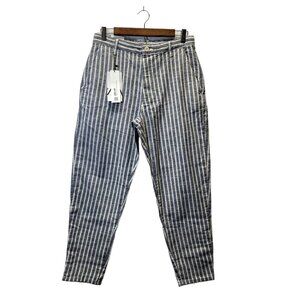 Zara Carrot Fit Pants Womens 6 Blue White Stripes Hi Rise Crop Balloon Trouser